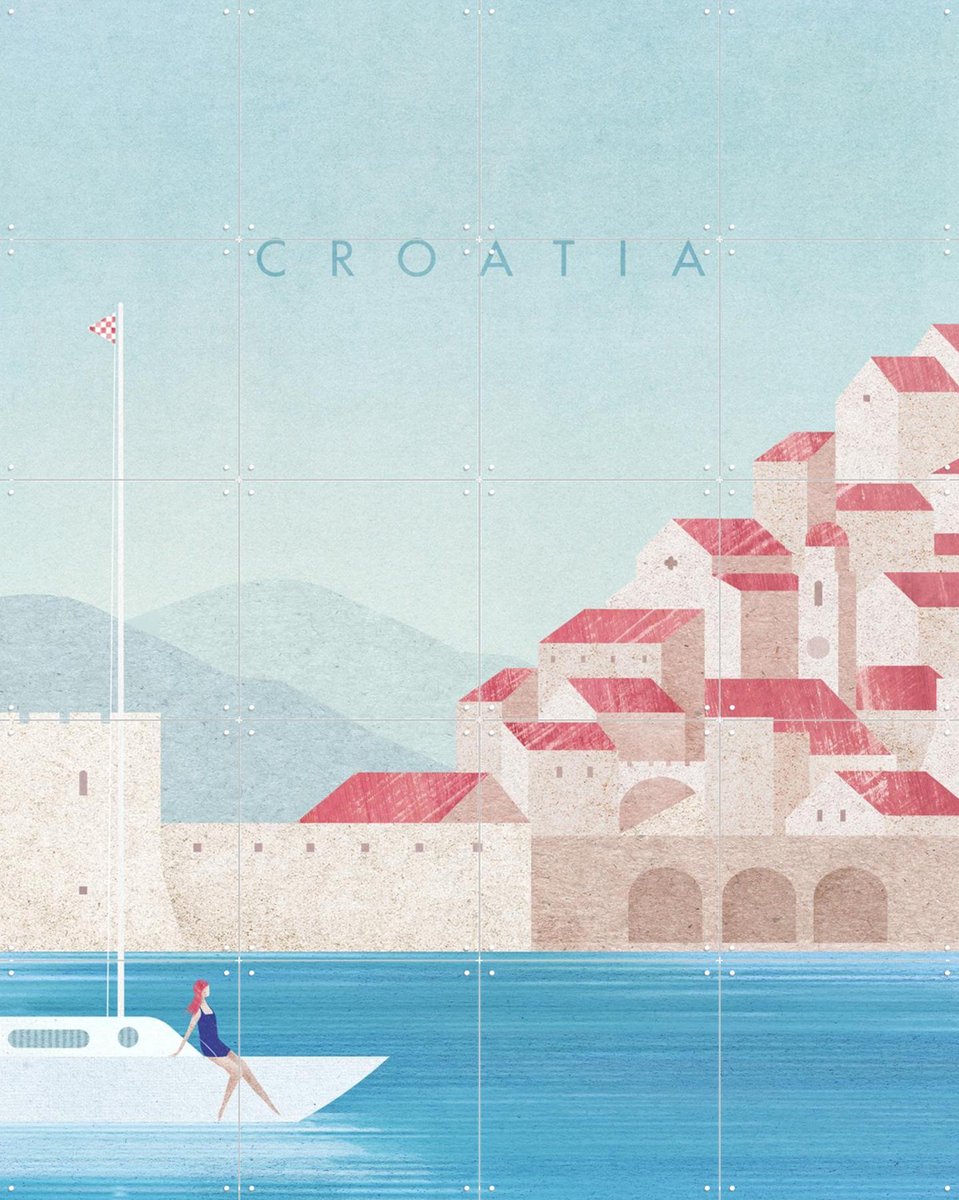 IXXI Croatia, Henry Rivers - 80 x 100 cm - Gratis ophangtool - Grote wanddecoratie en posters - Kleurrijk, Minimalisme, Illustraties, Woonkamer