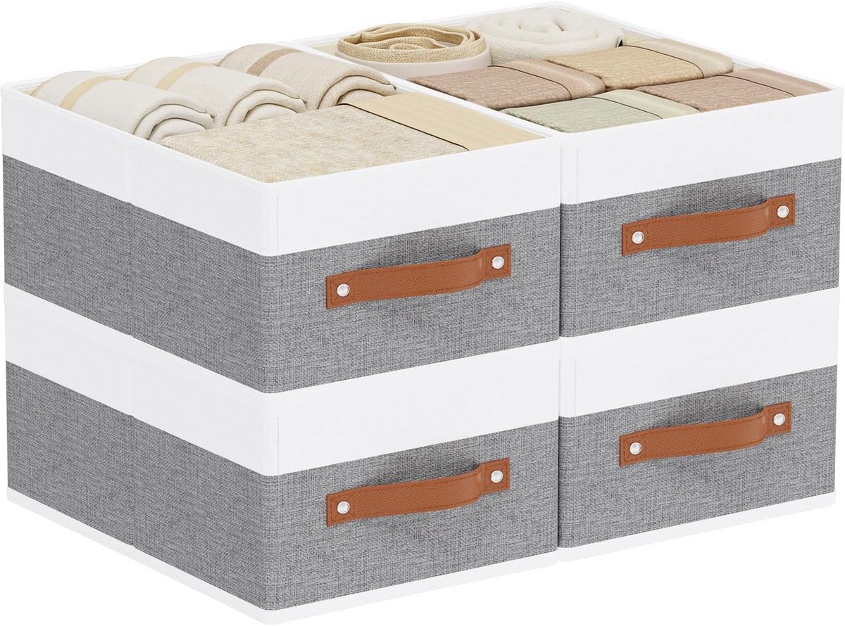 4 Stuks Opvouwbare Opbergdozen met Handgrepen voor Kledingkast Organizer