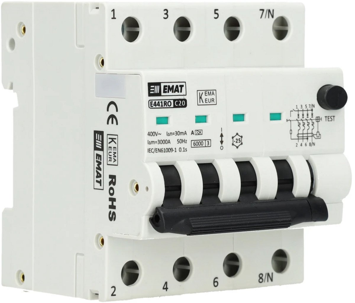 EMAT aardlekautomaat C20 30mA type A 4P (85006503)