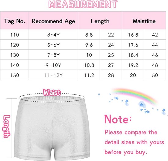 Glanzende Sportshorts voor Meisjes - Dansen, Gymnastiek en Yoga Kleding — afbeelding 3