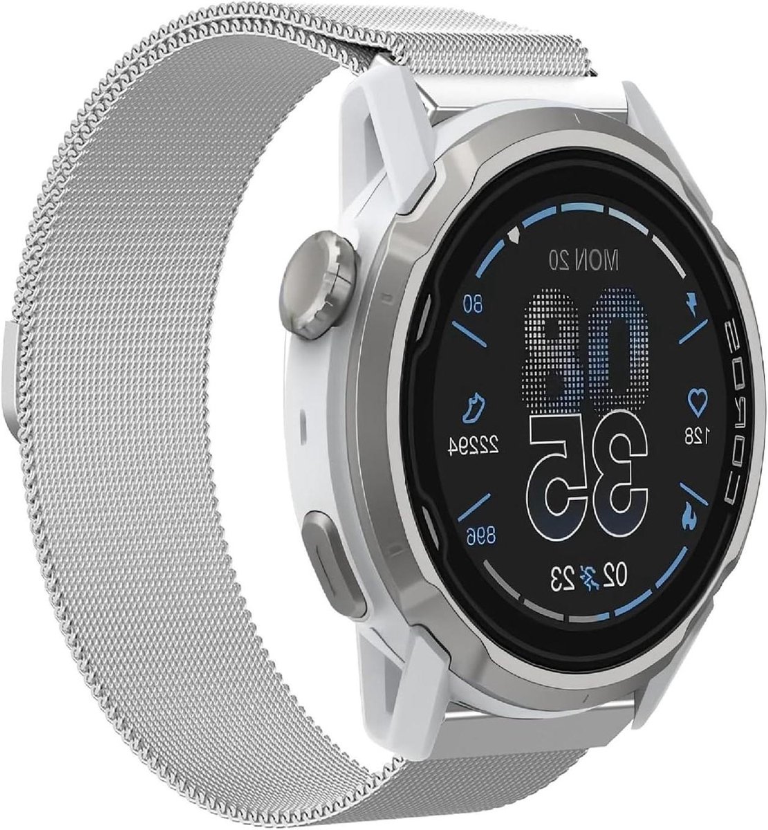 Allecto- Magnetische armband - Coros Apex 4 - 46 mm - Roestvrij staal - Gevlochten - Compatibel - Zilver - Modern design - Geschikt voor sporters - Magnetisch - Gevlochten armband van roestvrij staal.