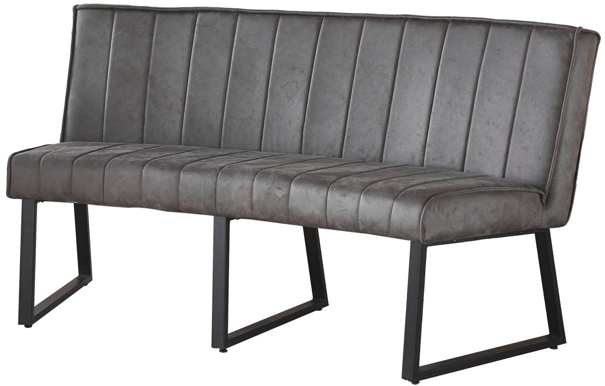 Lizzely Garden & Living Eetkamerbank Menzo ovaal 160cm antraciet microvezel ovale eetbank