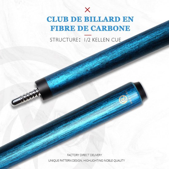 Professionele Lichtgewicht Carbon Poolkeu 56 Inch - 12mm Tip - Geschikt voor Biljart en Snooker van Merkloos — afbeelding 3