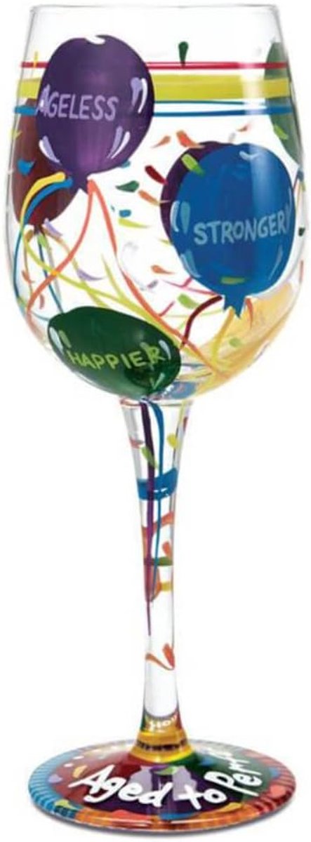 Wijnglas - Feestelijk Glas - Verjaardag Vieren - Uniek Design - 2286 cm Hoog - Multicolor