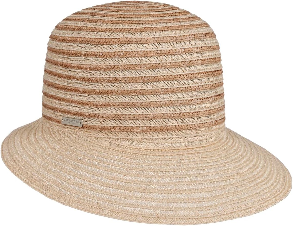 Dames Hoed - Stro Hoed - Zomerse Bescherming - Elastische Voeringband - 23x23x7 cm - Gestreept