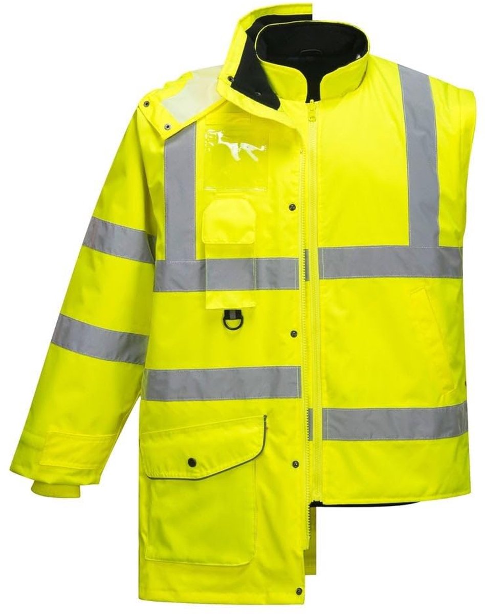 Werkjas 7-in-1 - Veiligheidsjas - Veilig Werken - Waterdicht Ademend - Maat 4XL - Fluorgeel