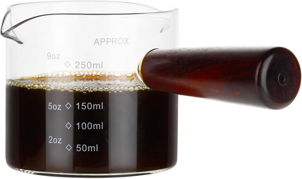 Maatbeker Met Dubbele Tuiten Voor Espresso Shots En Melkopschuimen 250ml