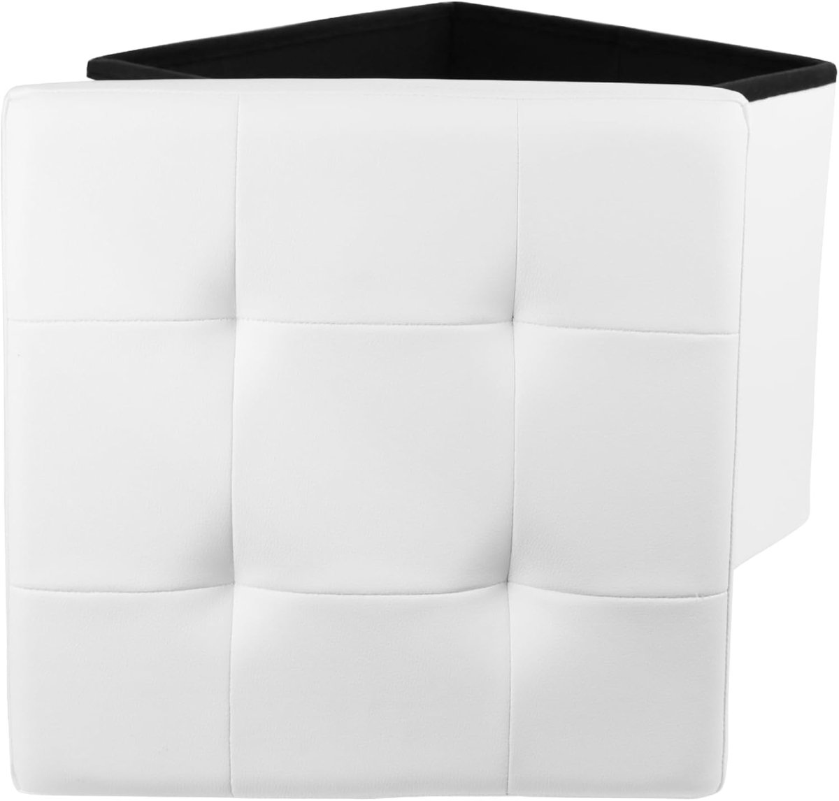 Opvouwbare Poef met Opbergruimte - Zwart Corduroy Zitting - 38x38x38 cm