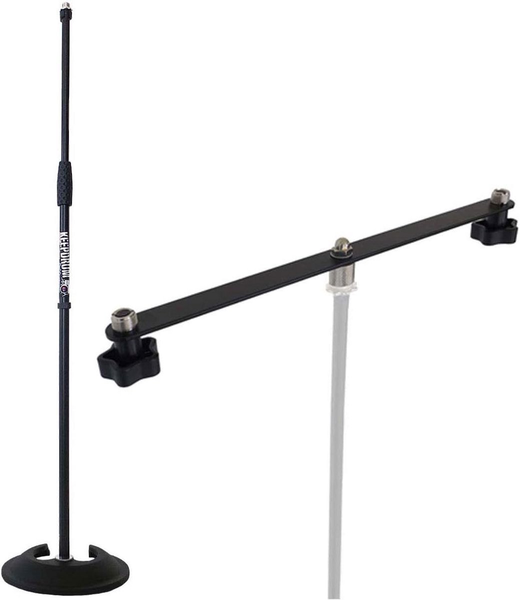 Microfoonstandaard Set - Rechte Standaard Stereo Bar - Stereo Opnames - Stapelbare Basis - 89-158 cm Hoogte - Zwart