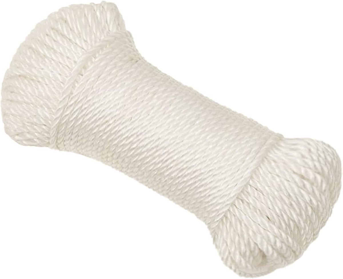 Sterk Wit Polypropyleen Touw 8mm x 50m - Werklijn voor Boot, Tuin en Algemeen Gebruik