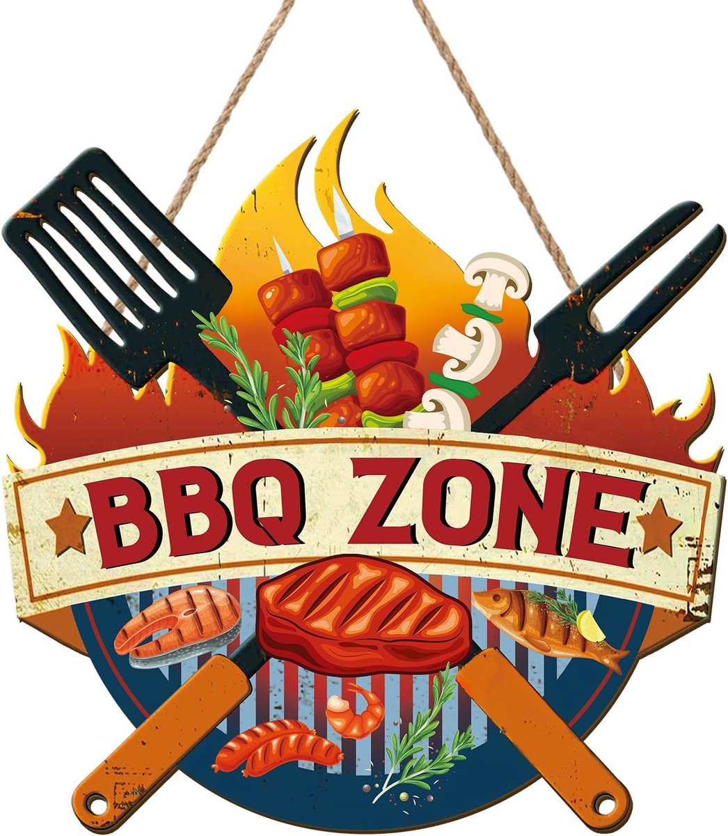 Houten BBQ Bord - Tuin Decoratie - Buiten Koken - Uniek Ontwerp - 29x29 cm - Bruin