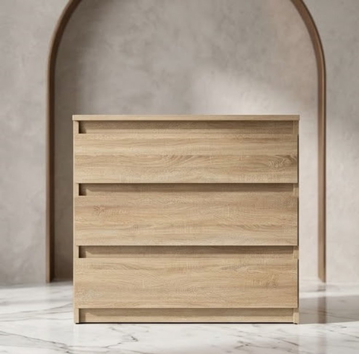 MRBLS Commode met 3 lades, dressoir, kledingkast, modern meubel met lades voor uw slaapkamer (matgrijs - Wotan) – 80 x 71,5 x 33,5 cm (B/H/D) – Casa Serena – Casa Dorada