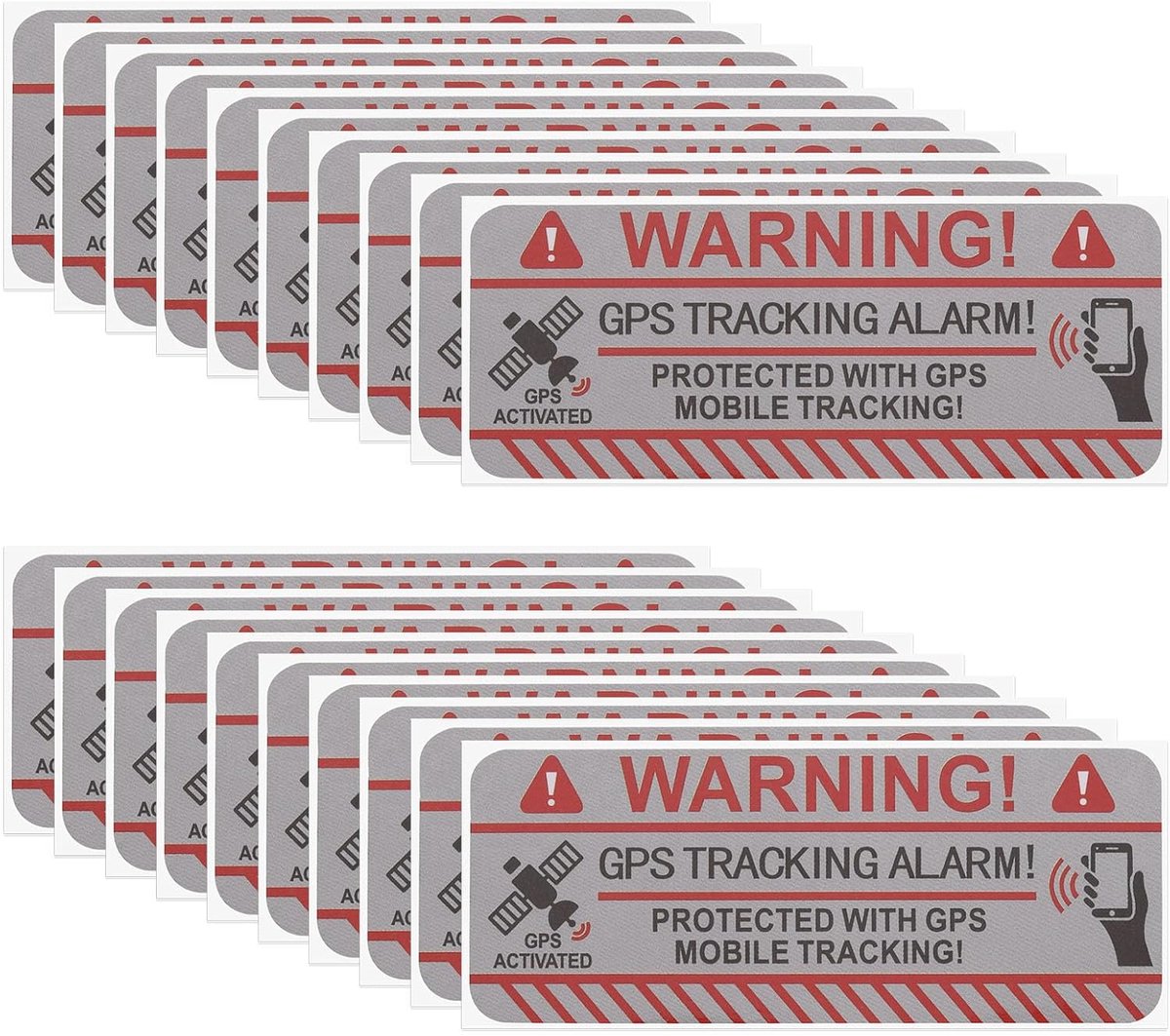 Set van 20 Zelfklevende GPS Tracking Waarschuwingsstickers voor Anti-Diefstal