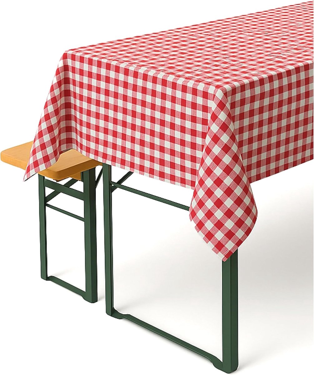 Landelijk Tafelkleed 30x140 cm Rood Wit Geruit 100% Katoen