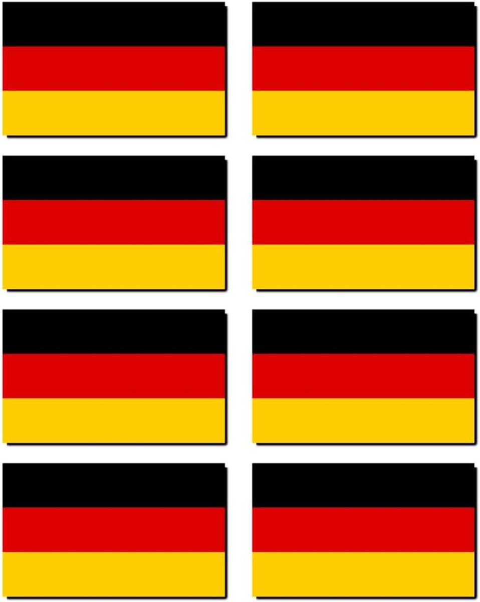 Duitse Vlag Stickers (100x60mm, 8 Stuks) - Ideaal voor Auto en Laptop