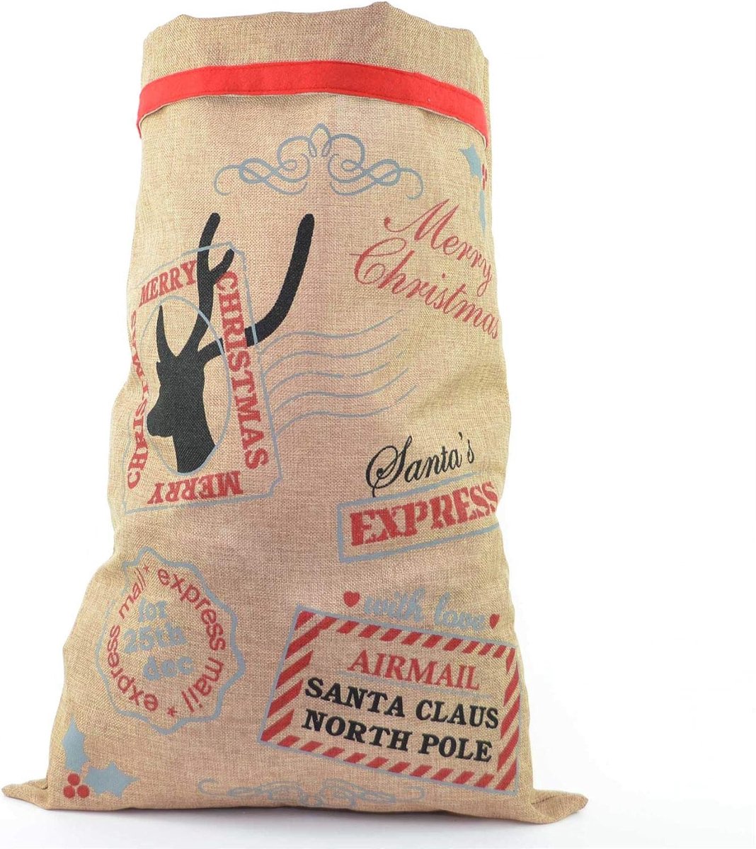 Grote Traditionele Kerstman Sack Tas 70x50 cm voor Cadeaus en Kostuums