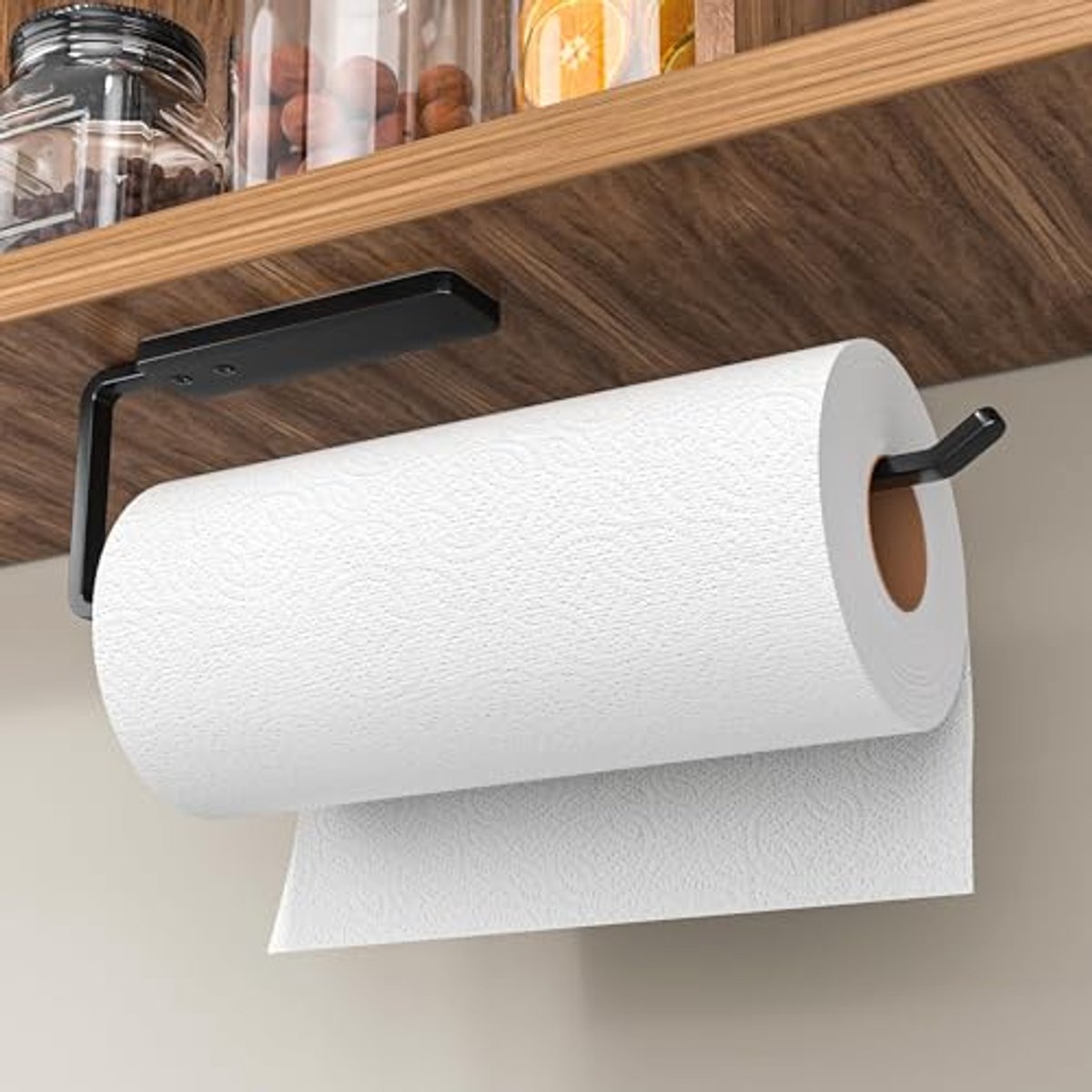 Ultiluxe® Keukenrolhouder - Keukenrol Houder - Papierrol Houder - 31 cm - Zelfklevend - Zonder Boren - Aluminium - Zwart