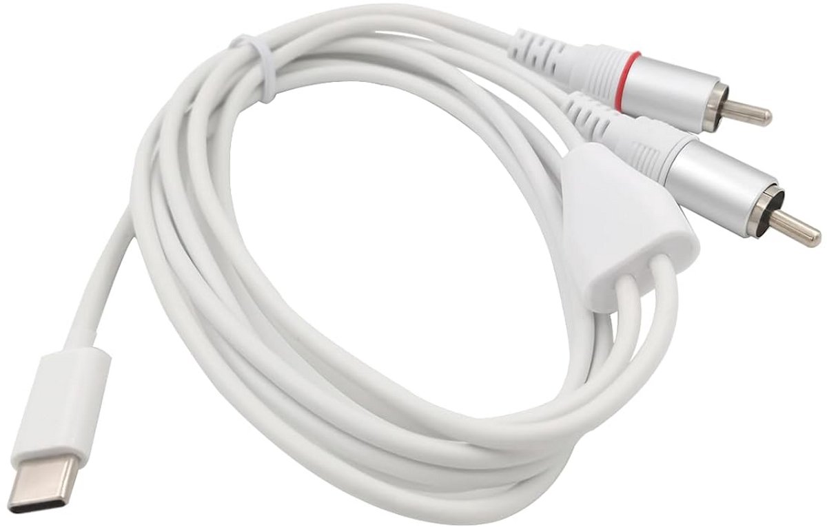 USB C naar RCA kabel - Type C adapter - Audio overzetten - Hoge signaaloverdracht - 1 meter lengte - Wit