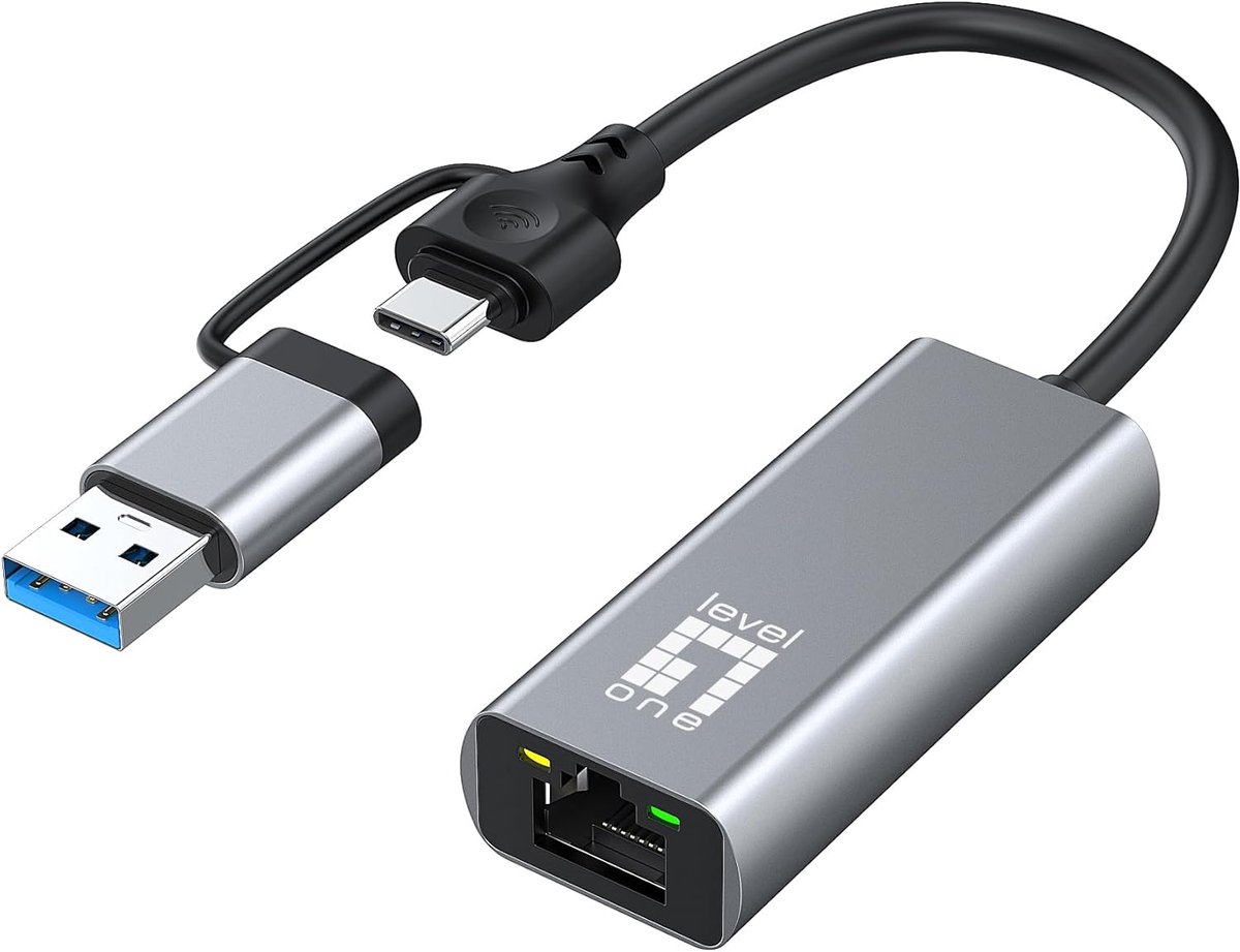 2,5 Gigabit USB-C & USB-A Netwerkadapter - Snelle Ethernet Dongle voor Laptop en PC