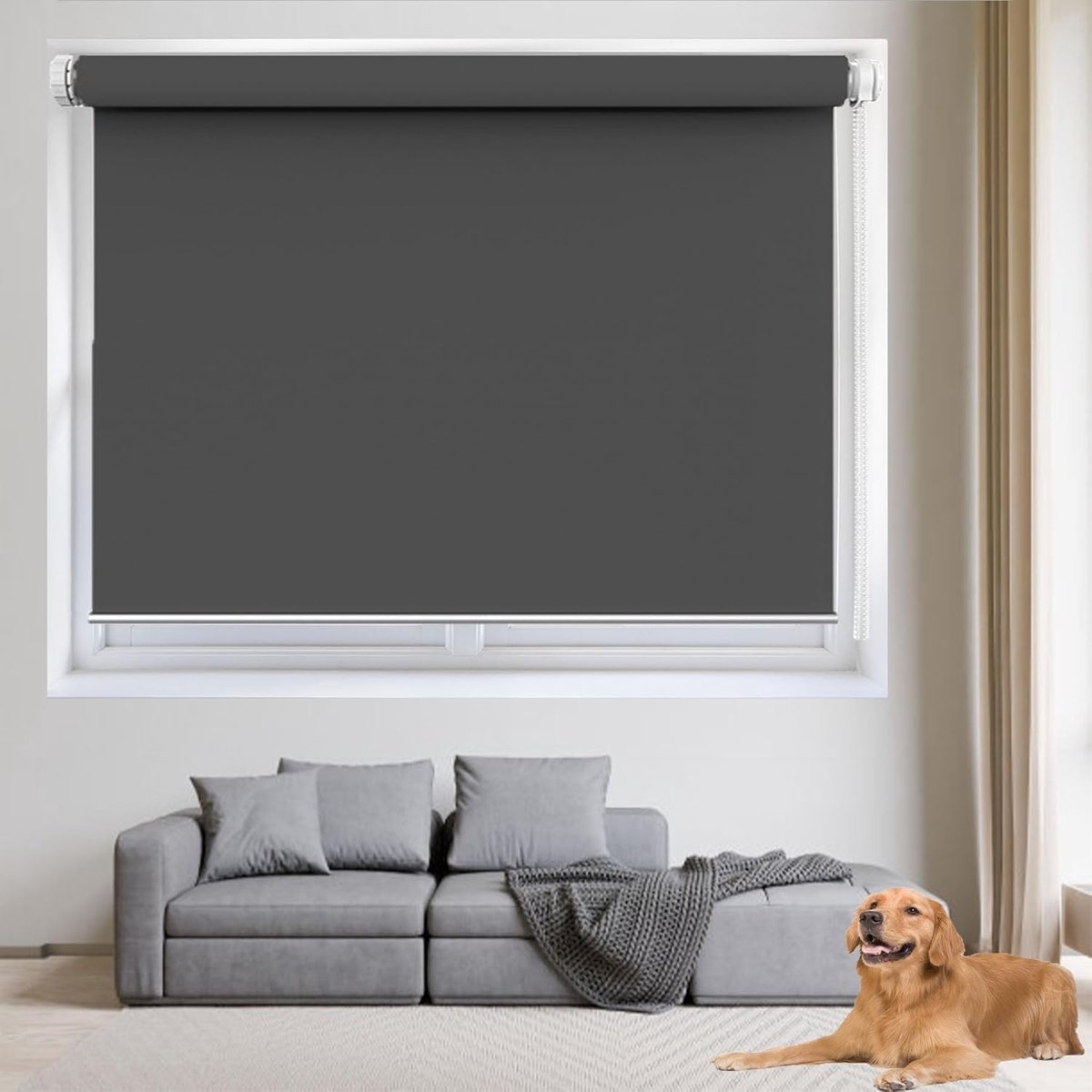 Verduisterende Rolgordijn - Zonwerend Gordijn Blackout - Privacy en Slaap - Warmte-isolerend - 75 x 220 cm - Donkergrijs