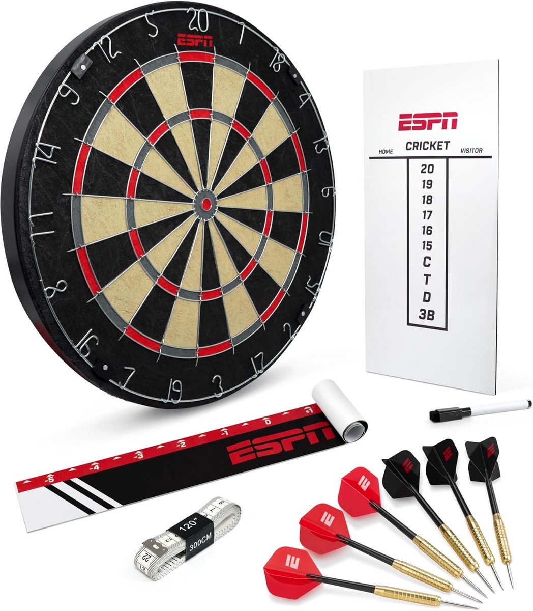 Professioneel varkenshaar dartbord set met 6 stalen tip darts en montagemateriaal