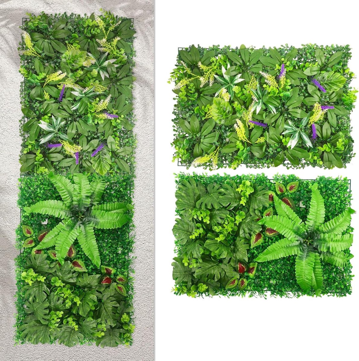 Set van 2 Kunstplant Muurpanelen Kunsthaag Realistisch Groen Decoratie 60x40 cm