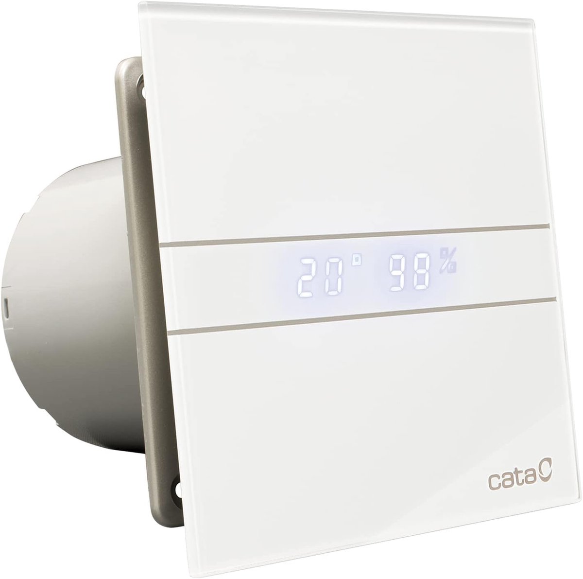 Badkamer Ventilator - Ventilator voor Badkamer E-120 GT Afzuigventilator - Wit Glazen Front - Timer - Energieklasse B - Stil - 17 cm Breed