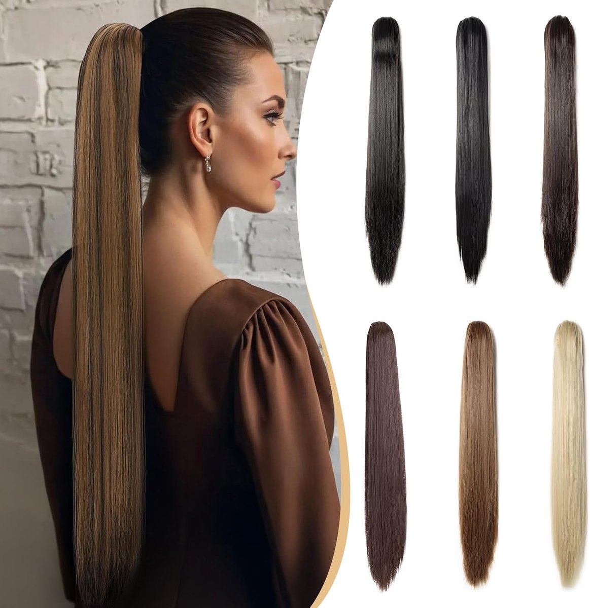 Gladde Clip-in Paardenstaart Haarverlenging 66 cm voor Vrouwen