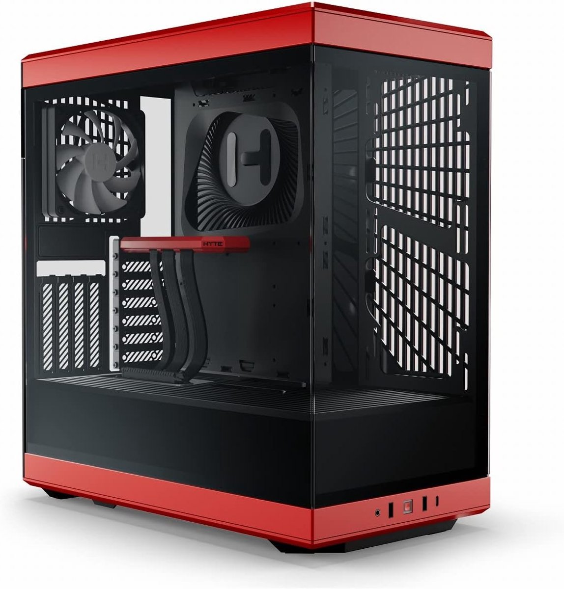 Computer Behuizing - Mid Tower Kast - PC Bouwen - Panoramisch Glas - 47.2 cm Hoog - Rood Zwart