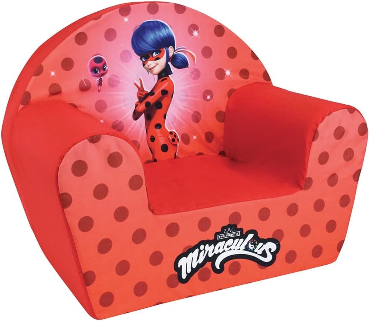 Kinderfauteuil Ladybug Thema - Zachte Clubstoel voor Kinderen (Rood)