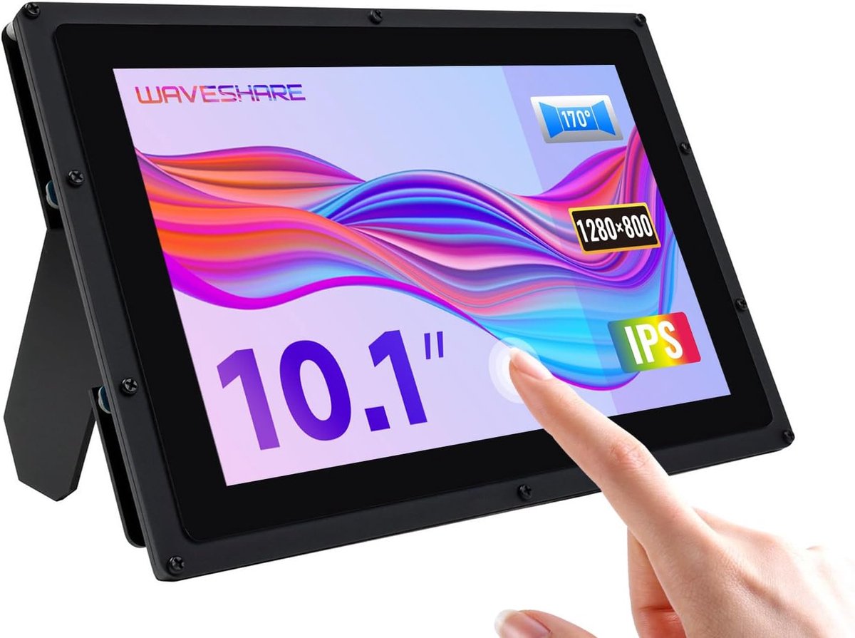 10.1 Inch IPS Touchscreen Monitor voor Raspberry Pi 4 & PC - 1280x800 HDMI LCD met Behuizing
