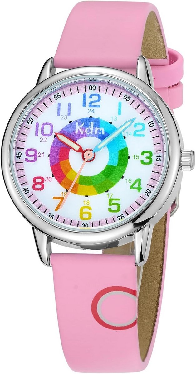 Kinderhorloge Analoog Quartz met Leerband voor Jongens en Meisjes - Tijd Leren