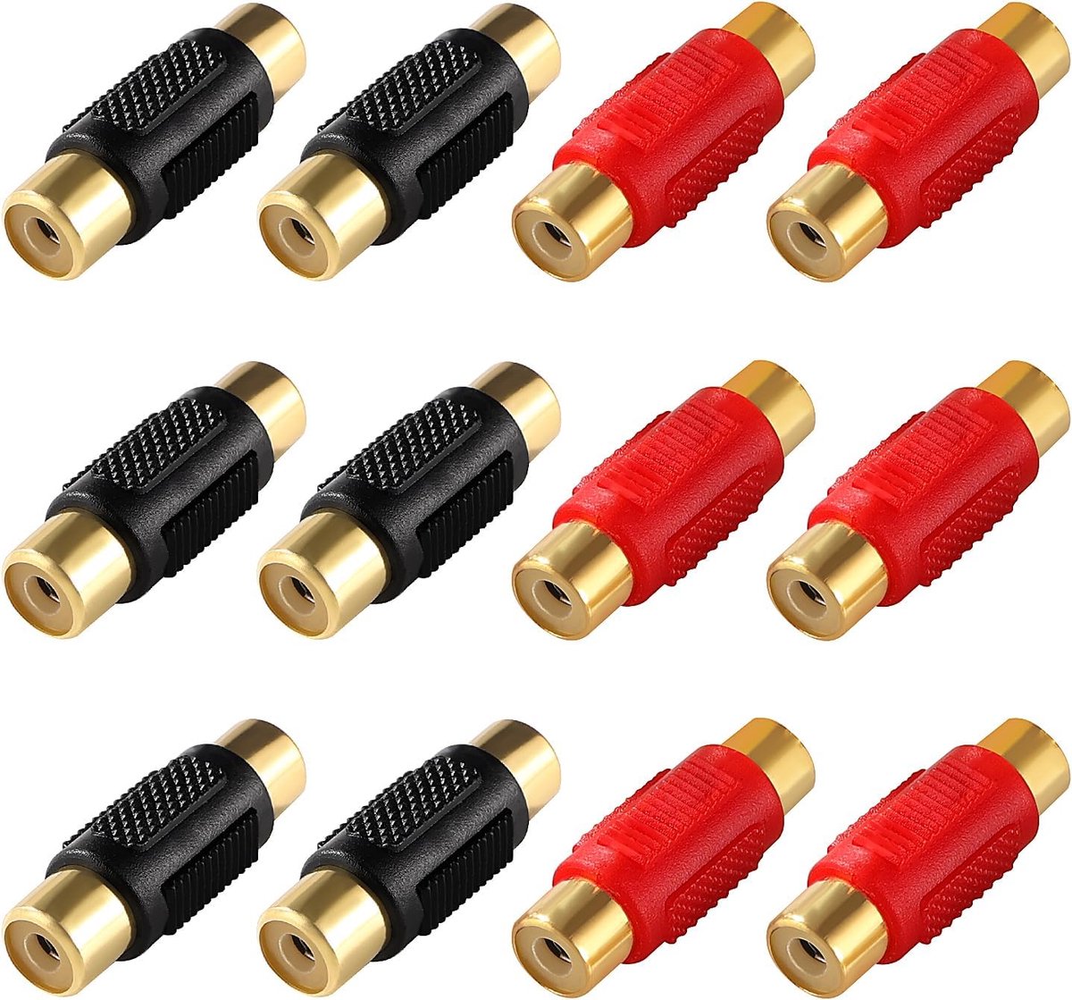 12 Stuks RCA Vrouwelijk naar Vrouwelijk Koppelaar Adapter voor Audio Apparatuur