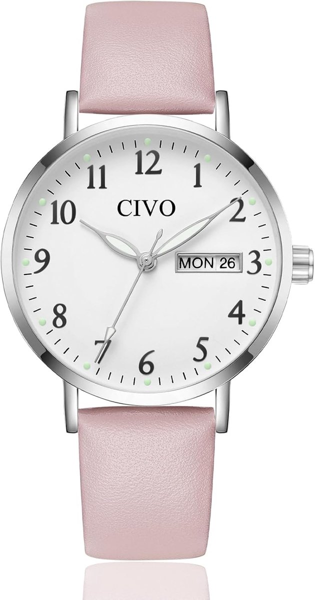 Elegante Analoge Dameshorloge met Leren Band - Waterdicht Quartz Polshorloge