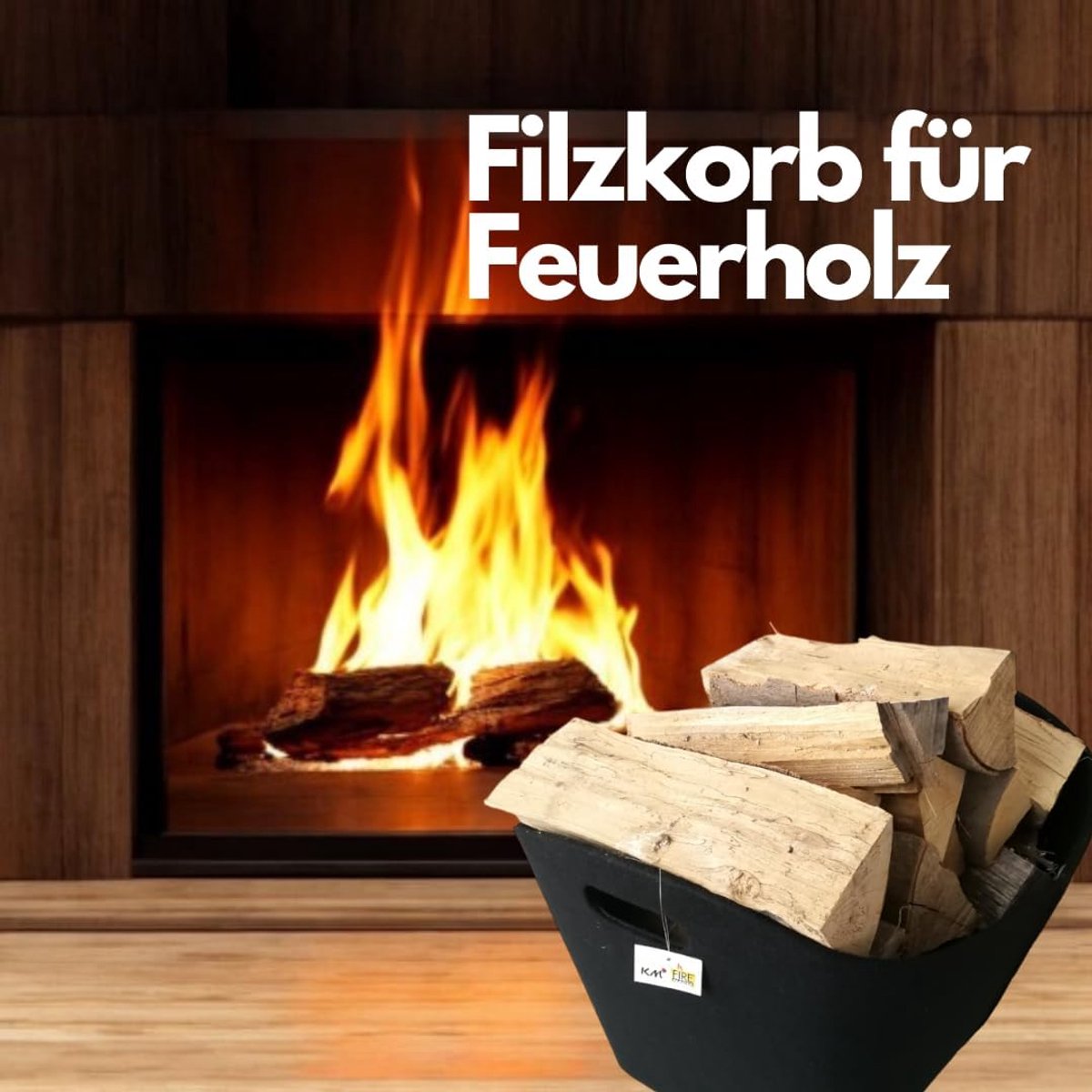 Vilten Opbergmand - Houtmand - Haardhout Opslag - Robuuste Constructie - 50x30x30 cm - Zwart — cadeau in Wonen & Interieur - foto 6