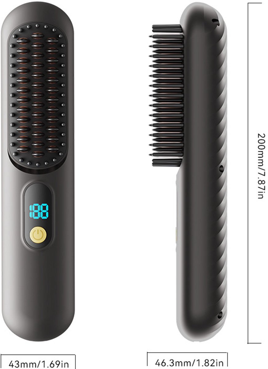 Draadloze Stijlborstel- Stijlkam - Stijlborstels - Warmte Borstel - Brush - Elektrische Haarborstel - Stijltang - Geschikt voor Glad, Golvend en Krullend Haar - Draadloze Stijlborstel - Keramisch - Stijlborstel- USB Oplaadbaar - Zwart