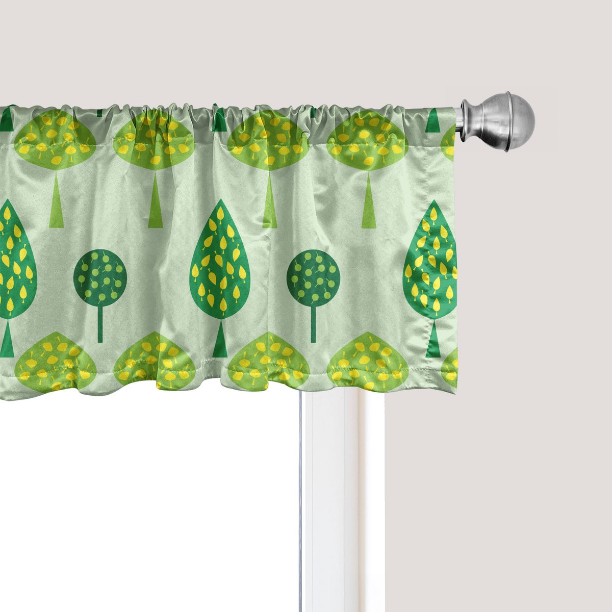 ABAKUHAUS Bladmotief Raamvalletje, Gordijnvalletje voor Keuken en Slaapkamer met Tunnelzoom, 137 cm x 30 cm, Lichtgroen Limegroen