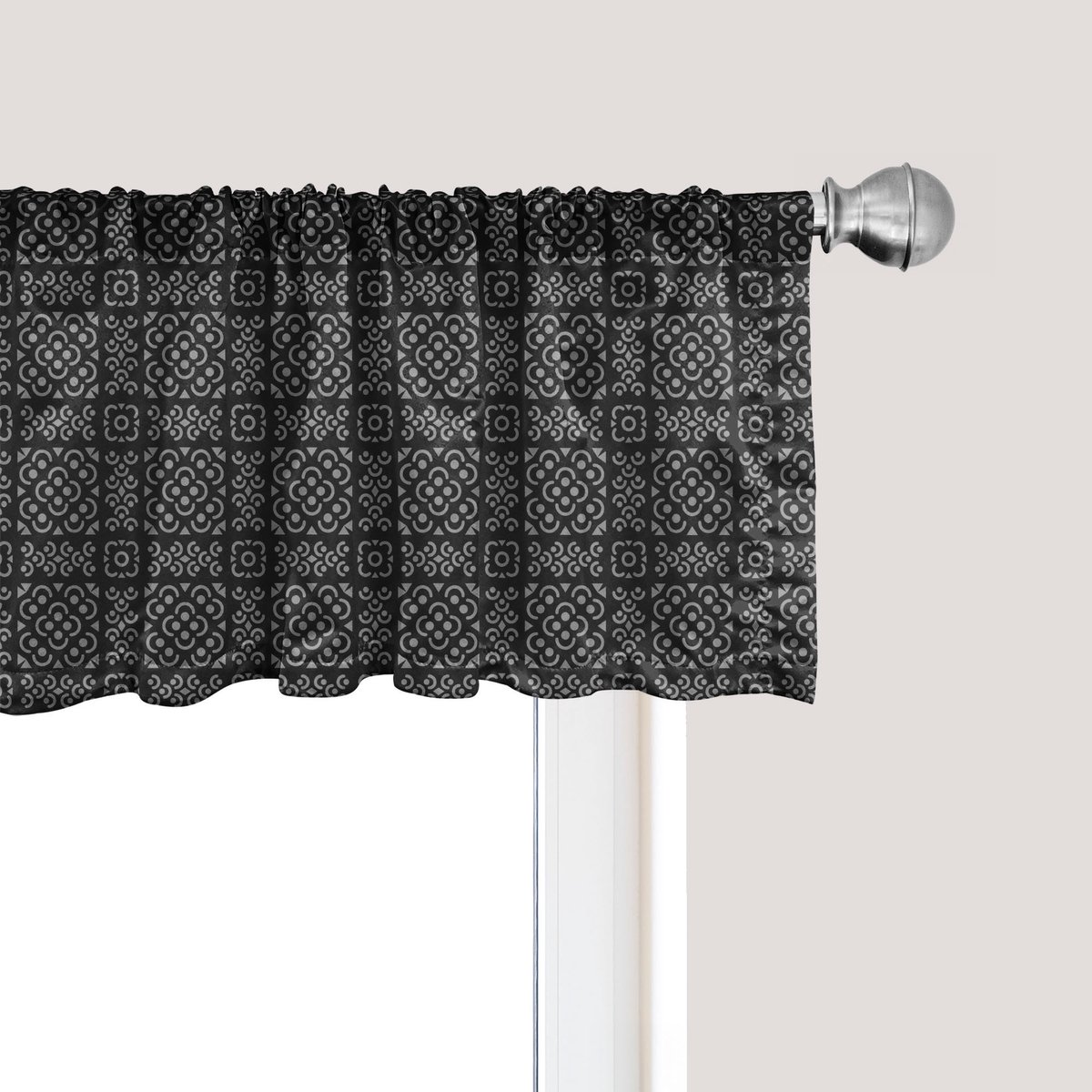 ABAKUHAUS Abstracte raamvalance, gordijnvalance voor keuken en slaapkamer met tunnelzoom, 137 cm x 30 cm, colagrijs en lichtgrijs