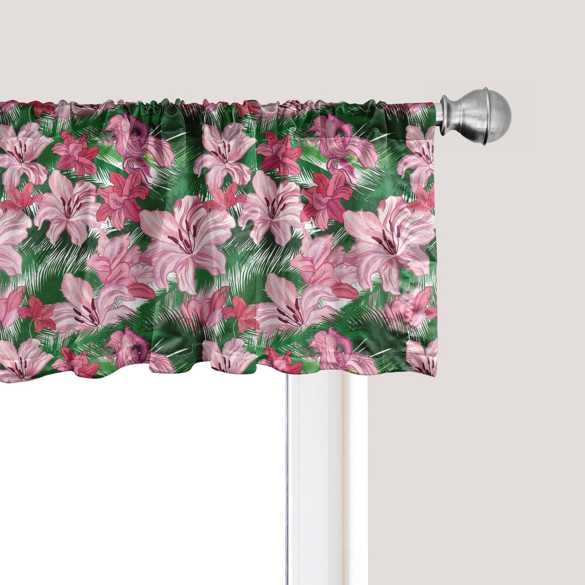 ABAKUHAUS Jungle Raamvalletje, Gordijnvalletje voor Keuken en Slaapkamer met Tunnelzoom, 137 cm x 30 cm, Multicolor