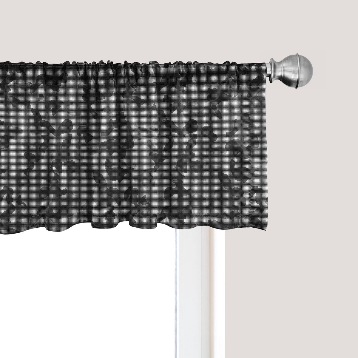 ABAKUHAUS Abstracte raamvalance, gordijnvalance voor keuken en slaapkamer met tunnelzoom, 137 cm x 45 cm, grijs