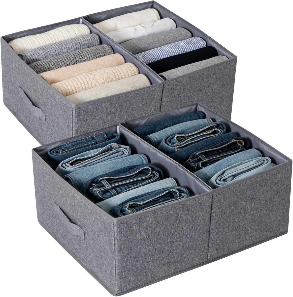 Opvouwbare Kledingkast Organizer voor Truien en Handdoeken, Set van 2 Grote Opbergdozen