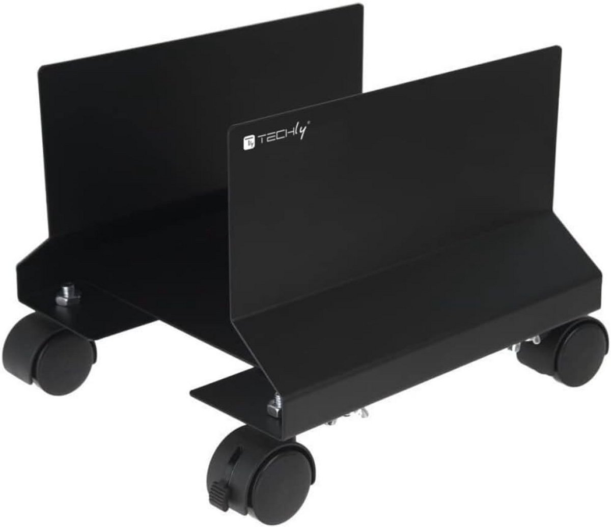 Verrijdbare PC Standaard voor Computers, Verstelbare Zwarte CPU Houder met Wielen