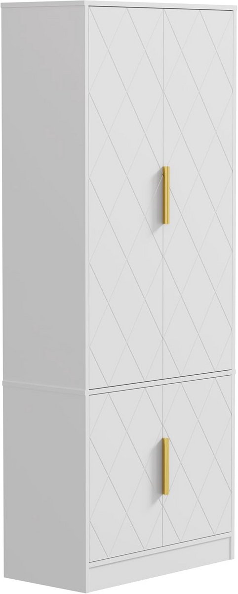 Hoge Servieskast met Diamant Design en 4 Deuren voor Keuken of Woonkamer