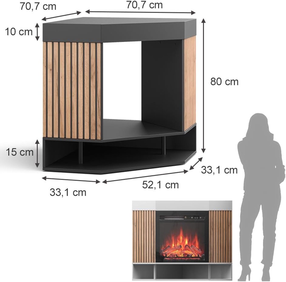 Elektrische wandhaard Casa Velluto Lynea 100 cm – Realistisch 3D vlameffect, 1800W verwarming, modern design, wit – Wandhaard voor woonkamer en slaapkamer
