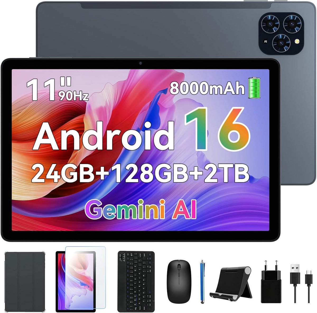10 inch Android Tablet met Toetsenbord, Muis, Hoes en Pen - Uitbreidbaar Geheugen