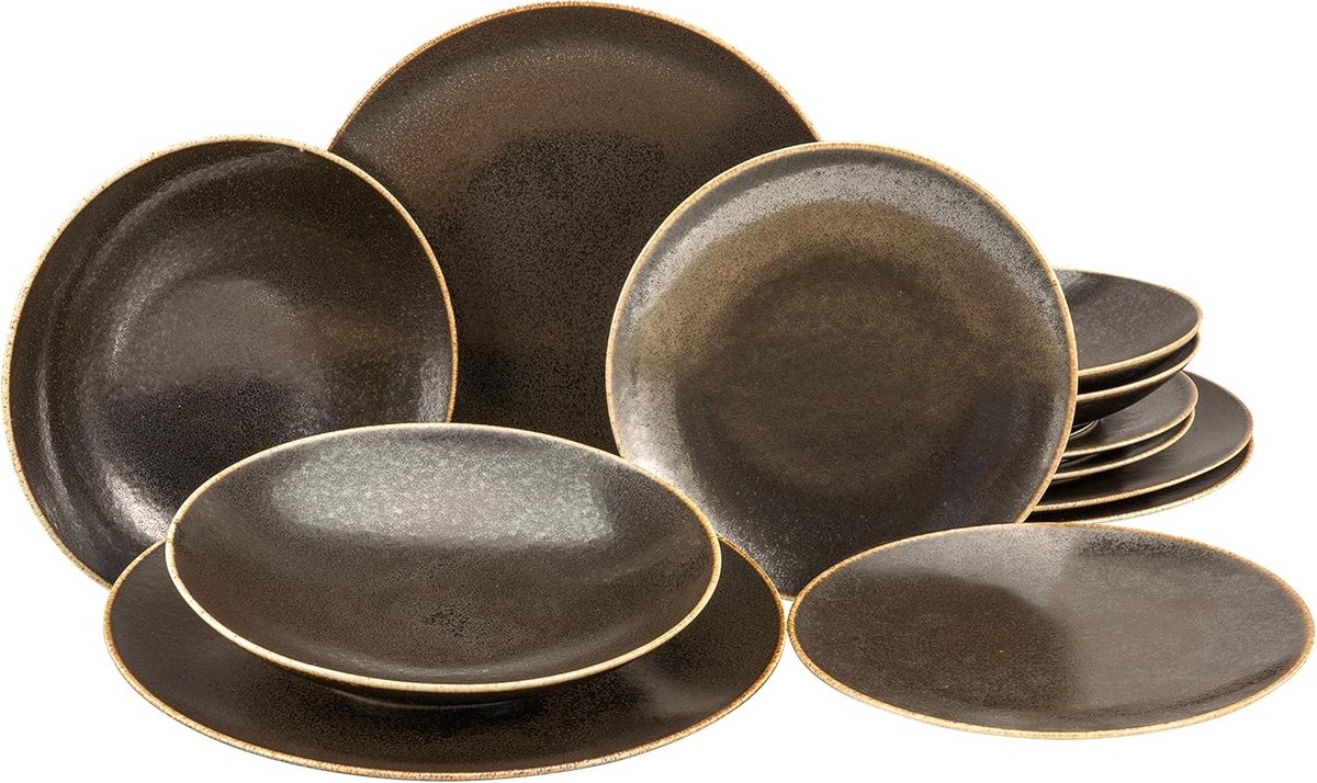 12-delig Diner Service Set Rustieke Porseleinen Borden