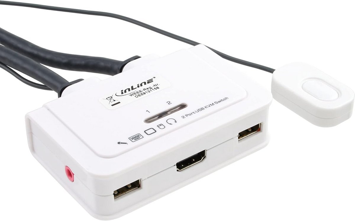 HDMI KVM Switch met USB en Audio Ondersteuning voor 2 PC's
