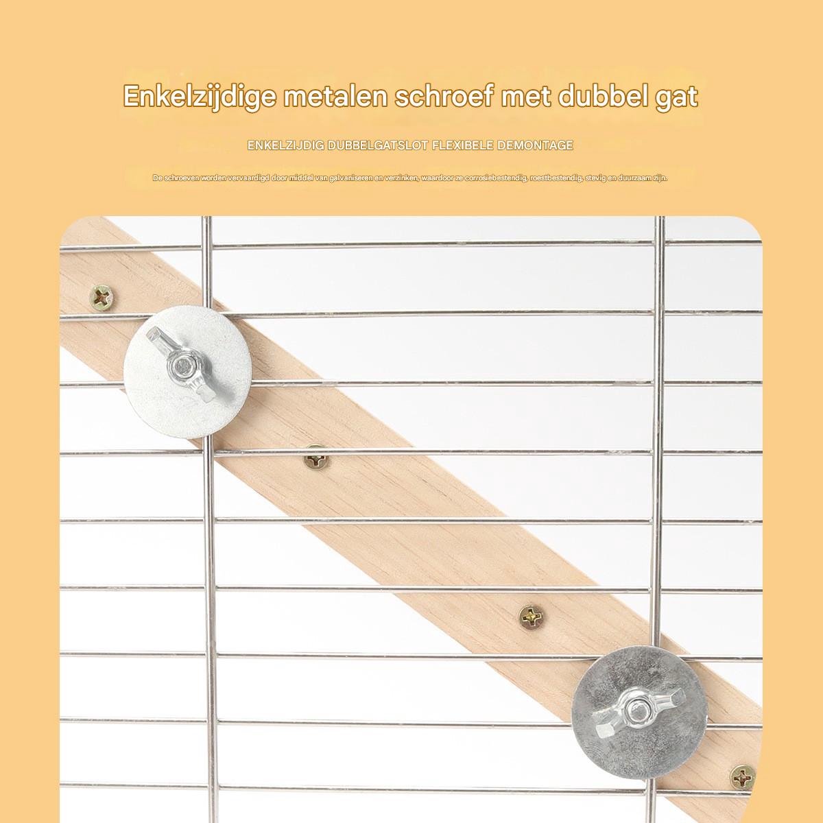 2-stuks Huisdierladder - Vogelladder - Houten ladder - Vierdelig - 22,2*9 cm - Interactie met huisdier - Leuk krab- en slijpmechanisme - Klimspeelgoed - Vogelaccessoire - Geschikt voor vogels, hamsters en kleine dieren - Houtkleur – foto 5