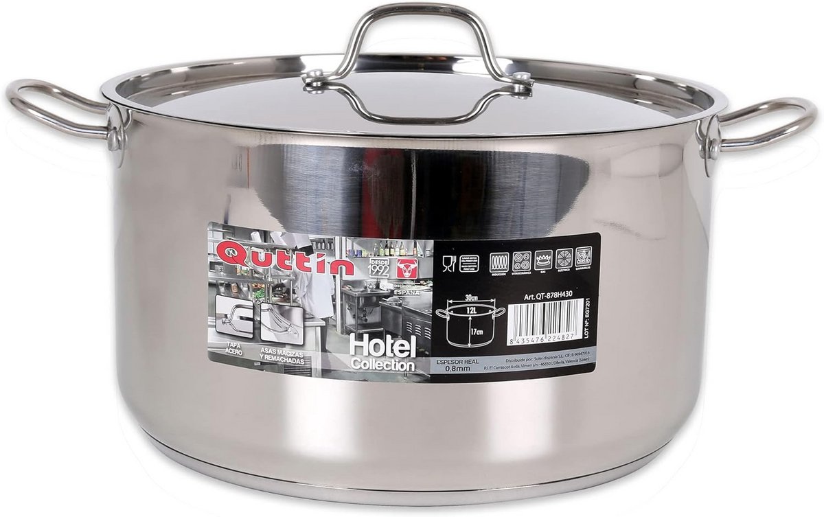 Professionele Kookpan RVS met Antiaanbaklaag voor Inductie en Oven - 30 cm - 12 Liter
