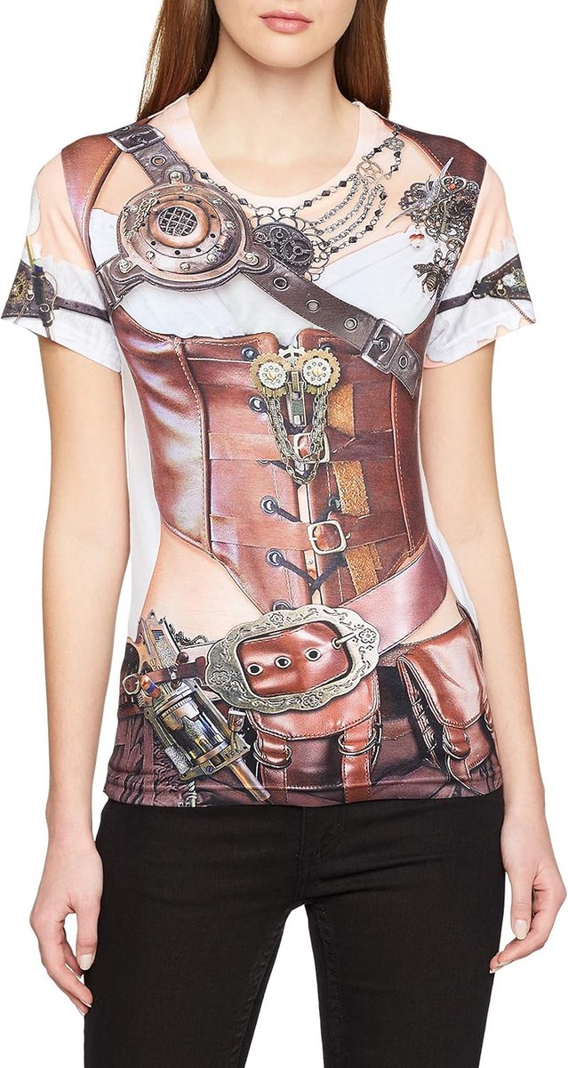 Dames T-shirt Korte Mouwen Steampunk Stijl Uniek Design